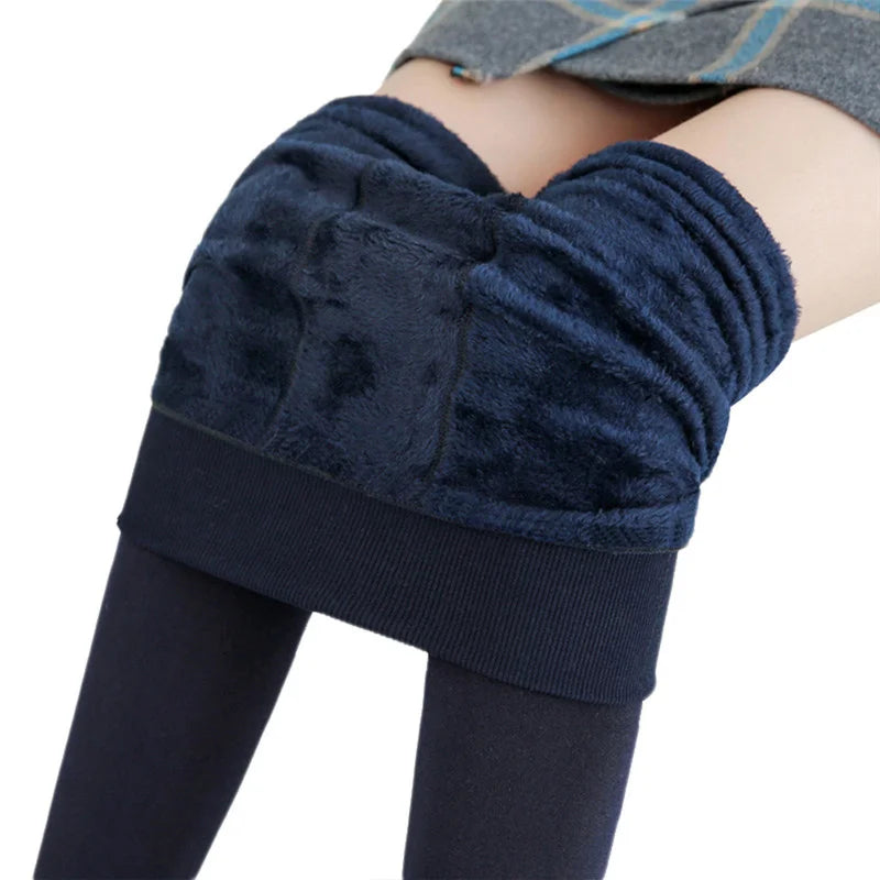 Leggings d'hiver pour femmes, leggings chauds unis en velours, leggings taille haute, leggings extensibles